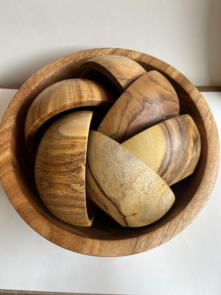 Acacia Wooden Bowl Set of 7