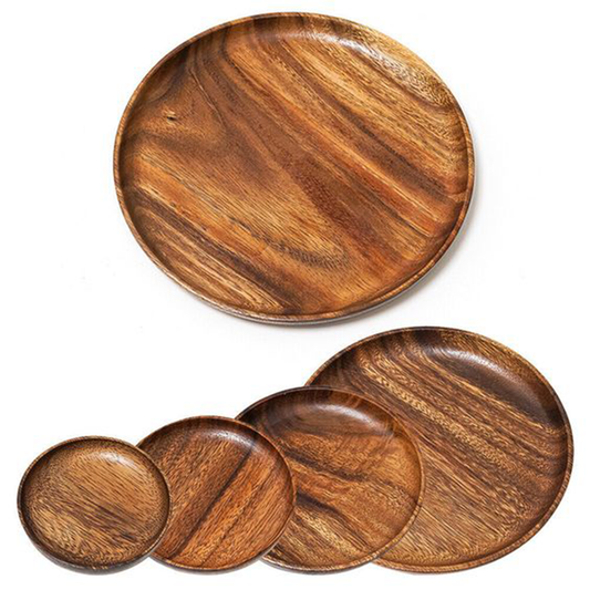 Acacia Wood Plates Set - 4 Different Sizes