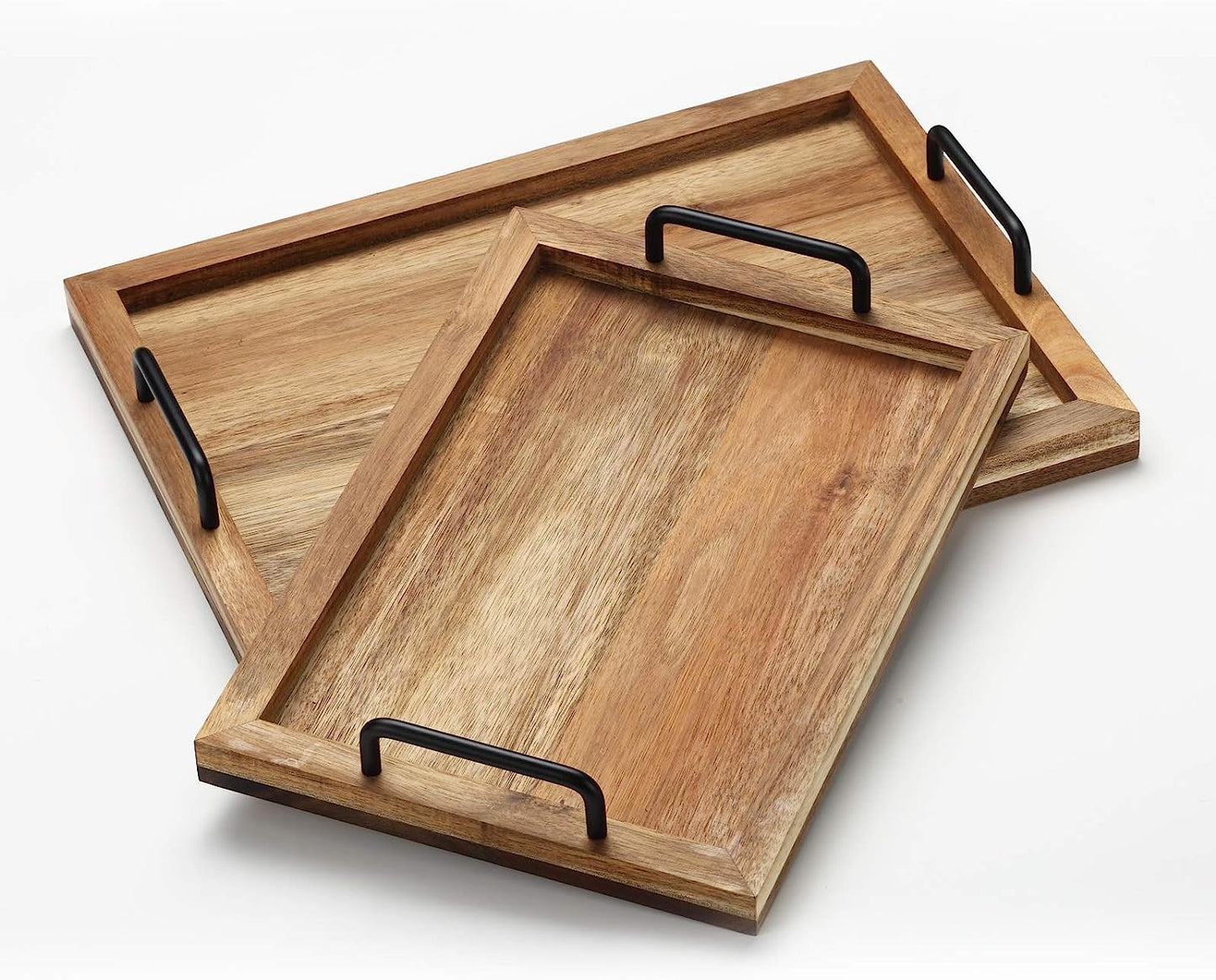 Wooden Handle Tray 2 pc Set