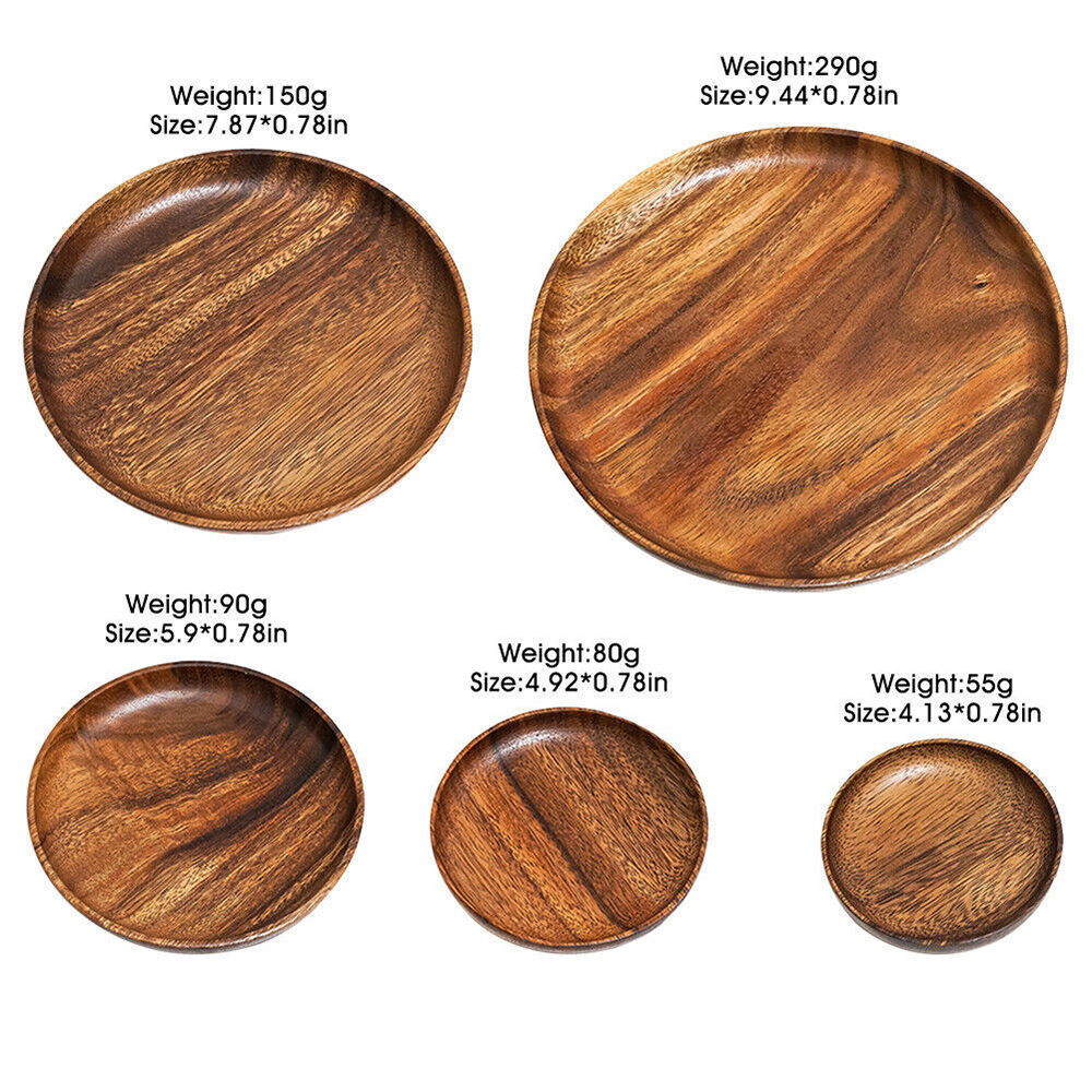 Acacia Wood Plates Set - 4 Different Sizes