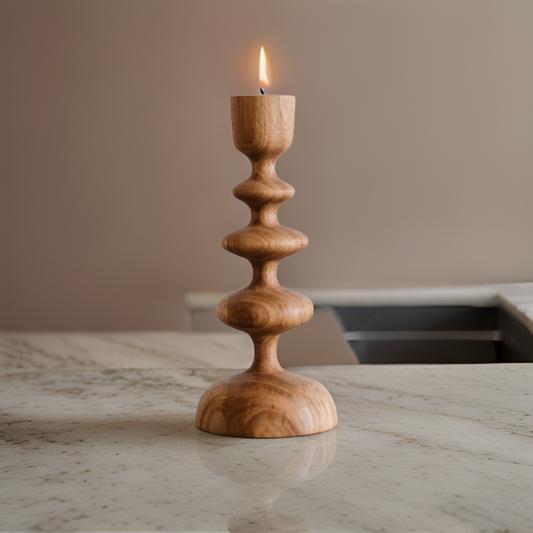 Acacia Wood Candle holder Plain Natural