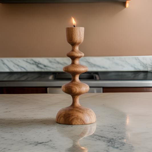 Acacia Wood Candle holder Plain Natural