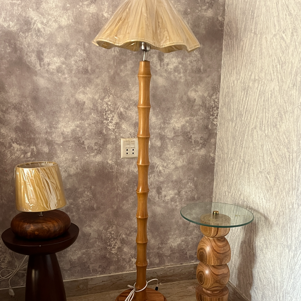 Bamboo Style Cedar Wood Floor Lamp-Crafted From 150 Years Old Timber