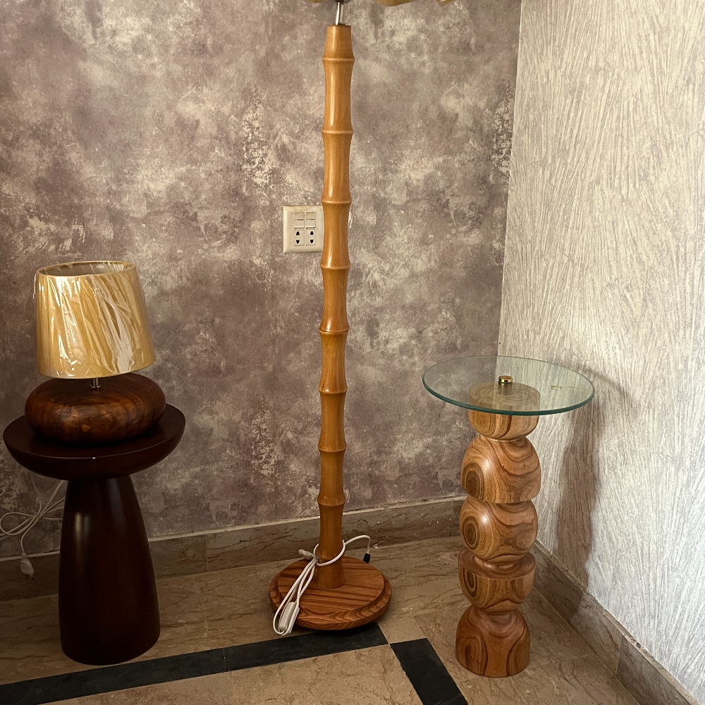 Bamboo Style Cedar Wood Floor Lamp-Crafted From 150 Years Old Timber