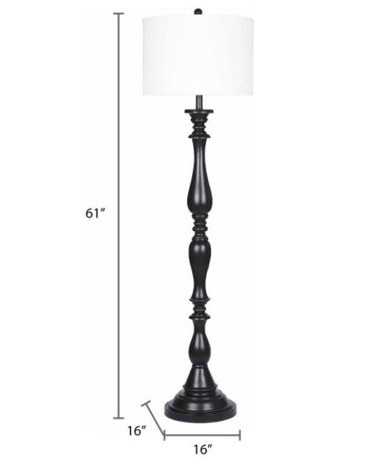 Wooden Black Floor Lamp