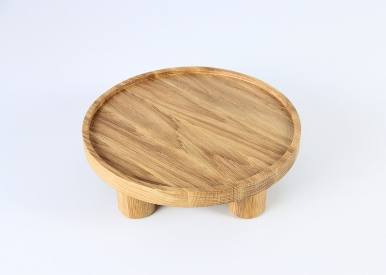 Wooden Tripod Platter Cum Cake Dish