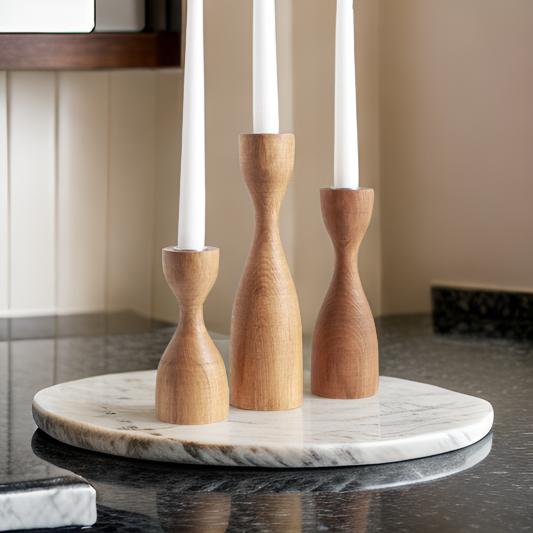 Acacia Brown & Persian Lilac Candle Holder Set