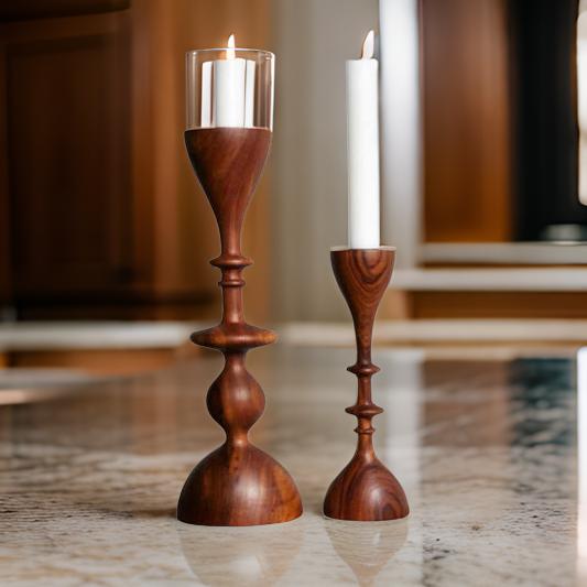 Brown Wood Candle Holder