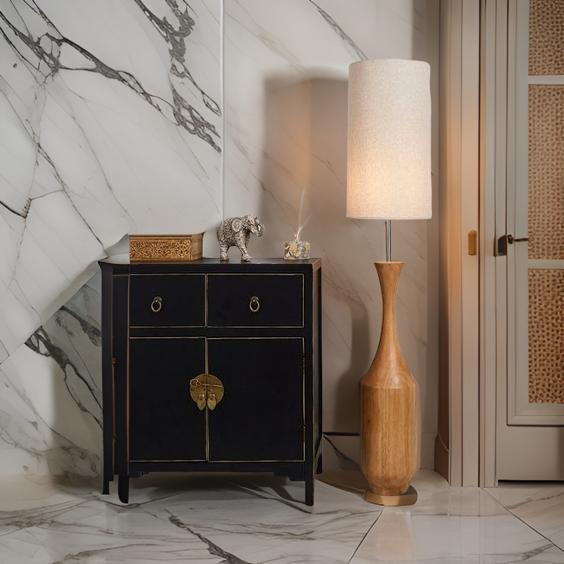 Wooden Floor Lamp with Sleek Column Base