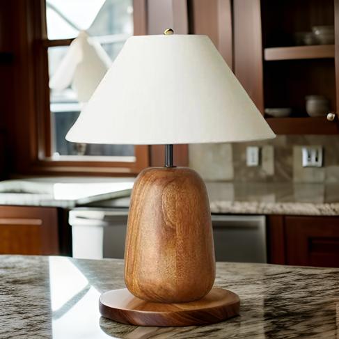 Wooden Dumbell Table Lamp