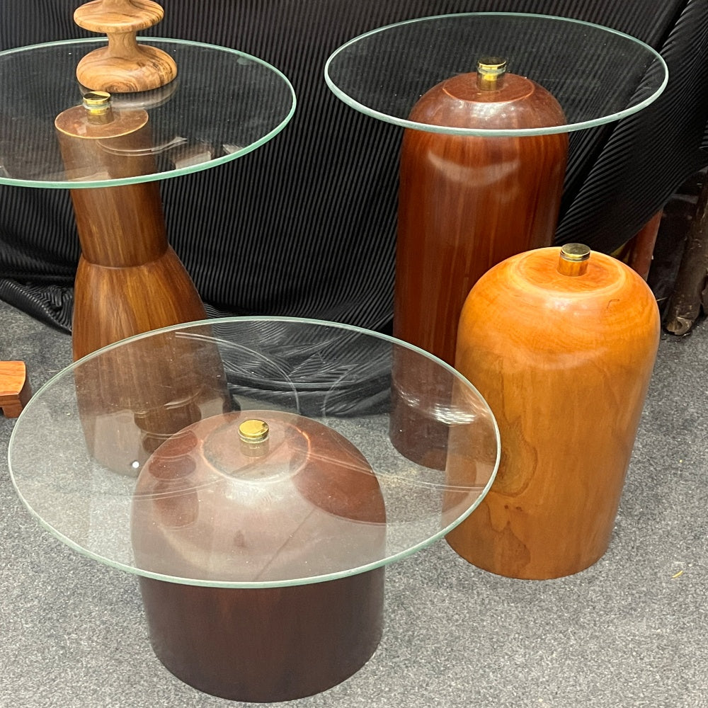 Wooden Table Glass Top Set