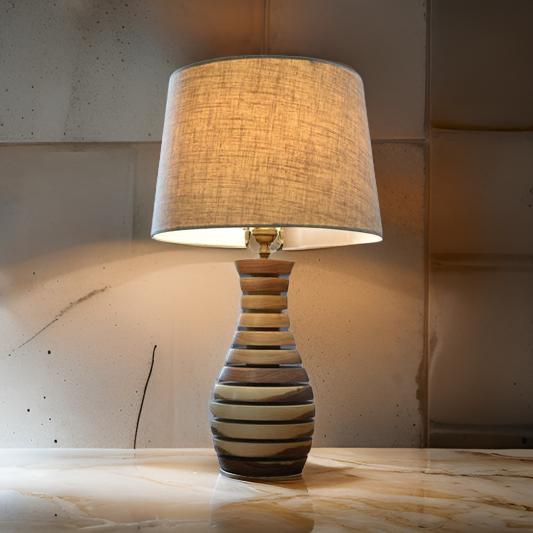 Groove Designed Wooden Table Lamp