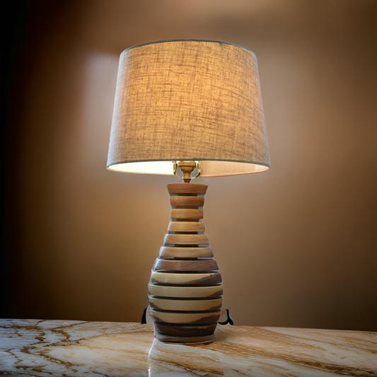 Groove Designed Wooden Table Lamp