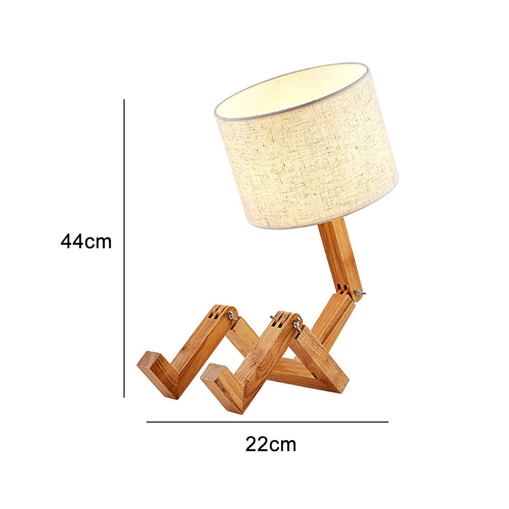 Handcrafted Cool-Shaped Wooden Table Lamp