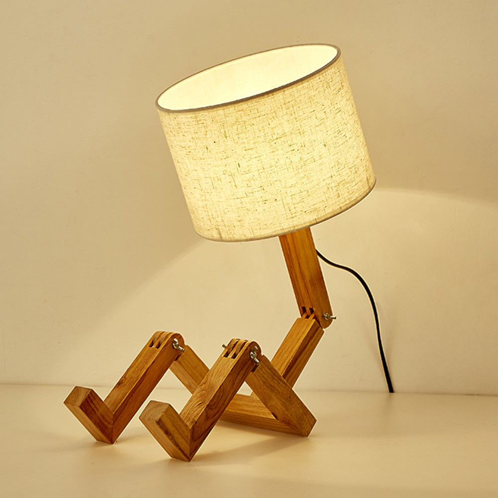 Handcrafted Cool-Shaped Wooden Table Lamp