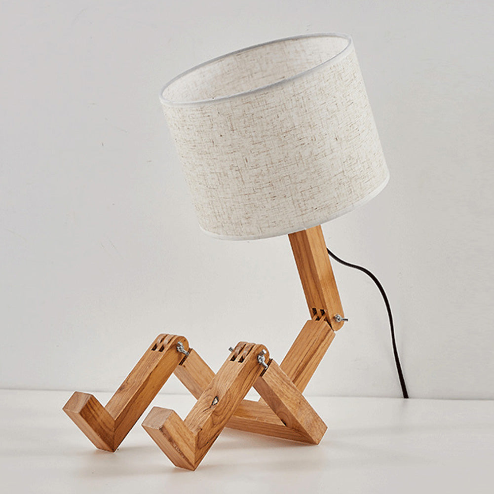 Handcrafted Cool-Shaped Wooden Table Lamp