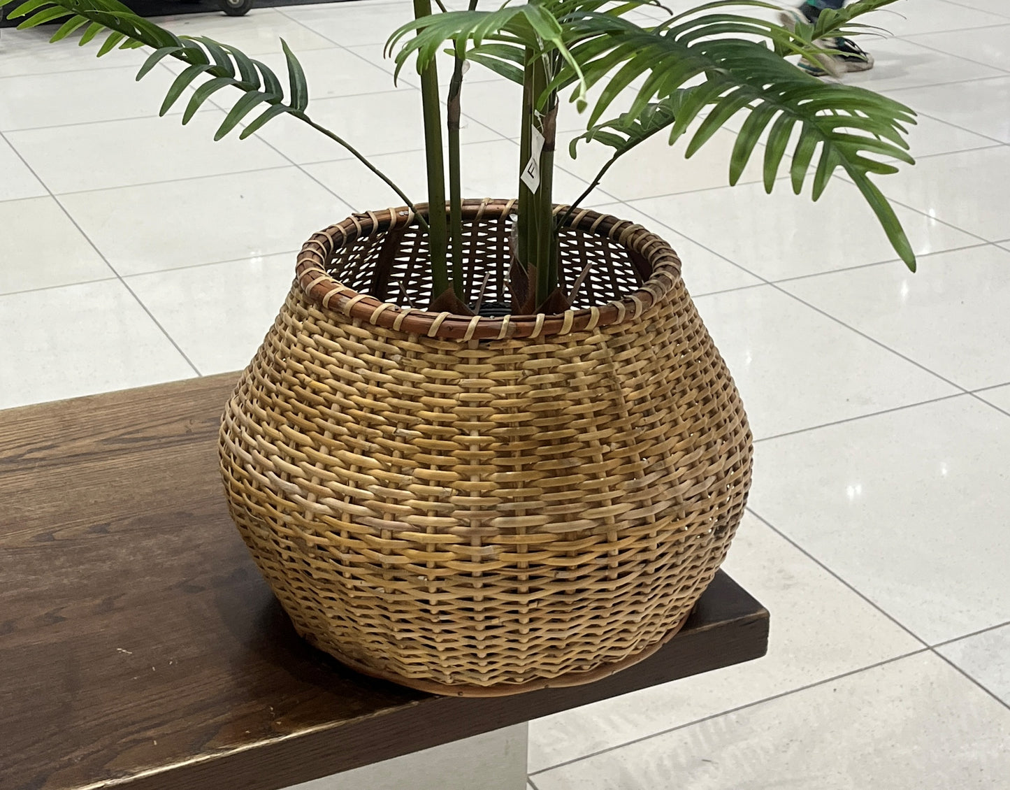 Cane Basket Tripod Planter