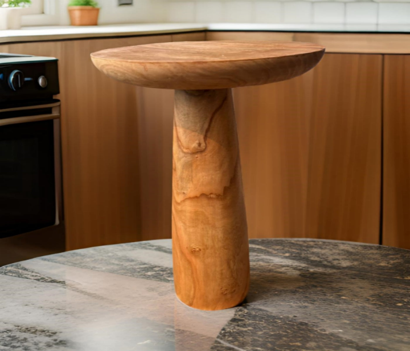 Wooden Log Bowl End Table