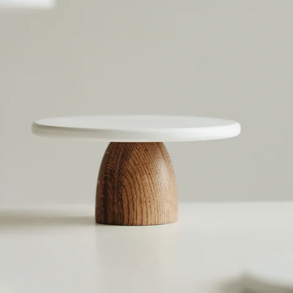 Wooden Marble Cake Stand