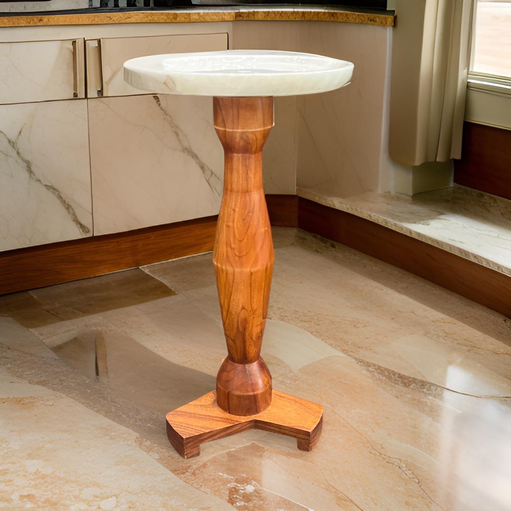 Marble Top Wooden End Table