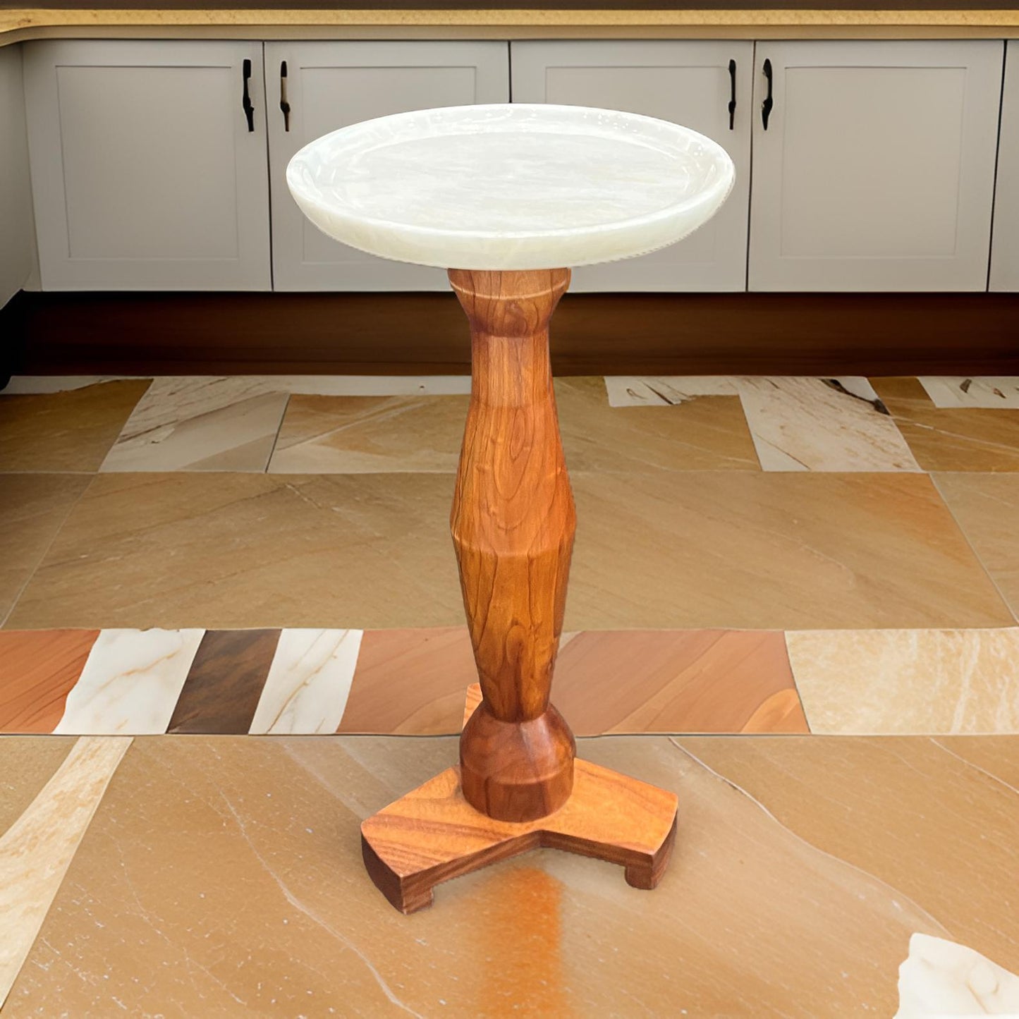 Marble Top Wooden End Table