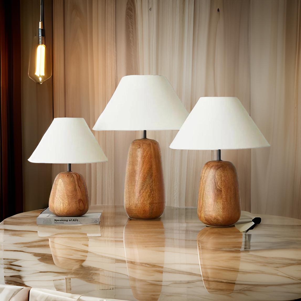 Wooden Dumbell Table Lamp