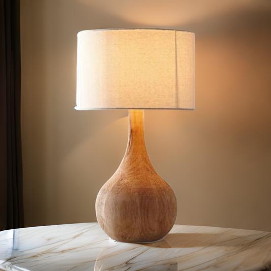 Solid Wood Table Lamp with Natural Polish Finish