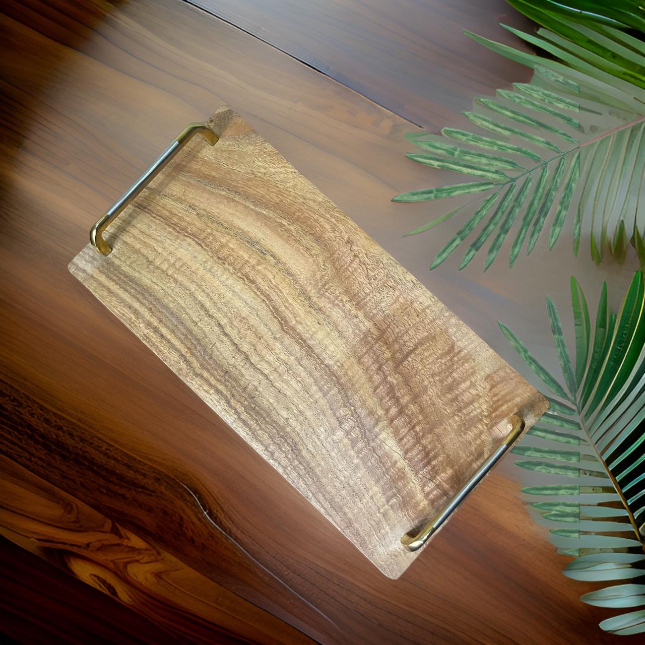 Wooden Handle Flat Tray