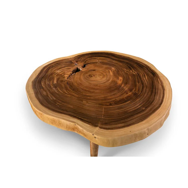 Wooden Raw Round Side Table