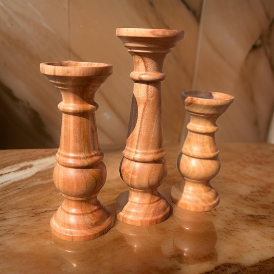 Wooden Candle Stands Set