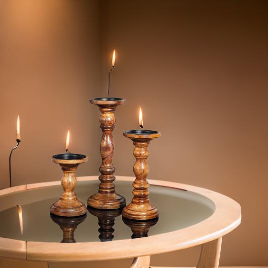 Wooden Candle Holders Set