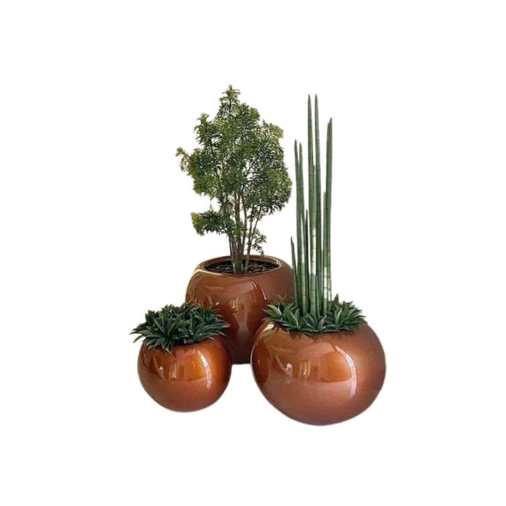 Wooden Round Planter Set