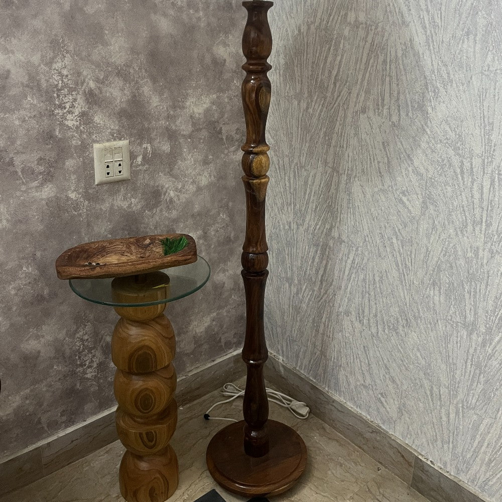 Handcrafted Sheesham Wood Floor Lamp