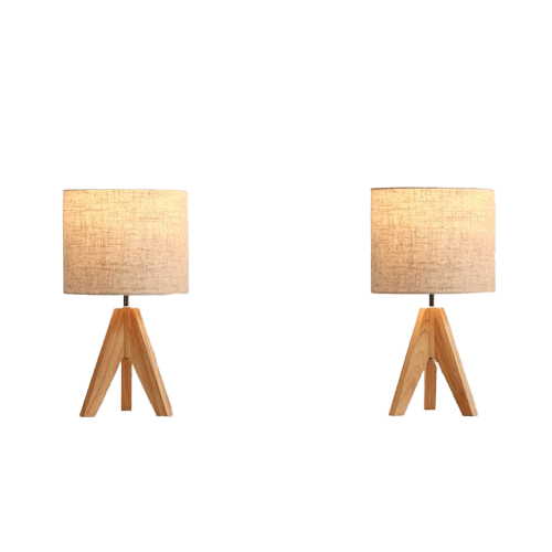 Tripod wooden table Lamp Pair