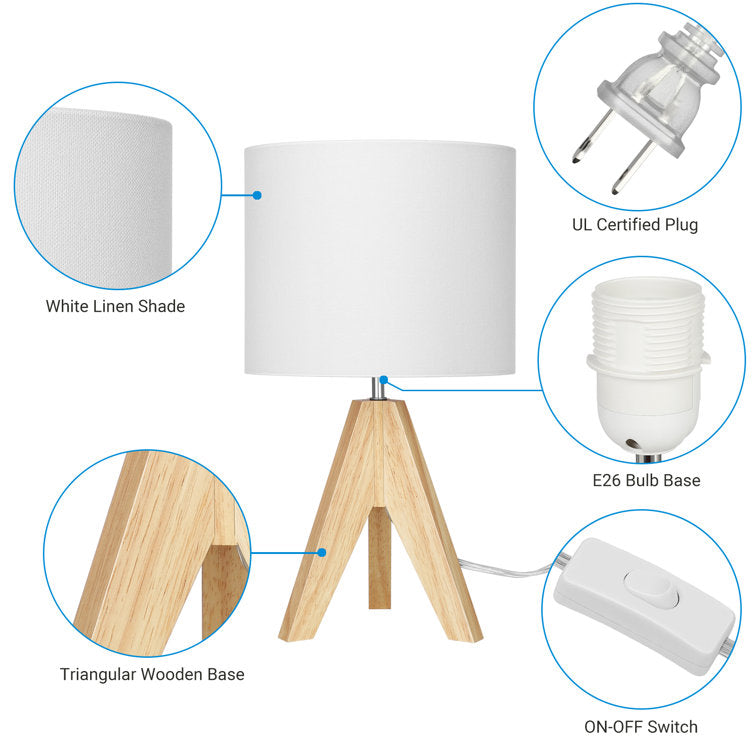 Tripod wooden table Lamp Pair