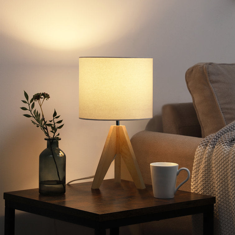 Tripod wooden table Lamp Pair