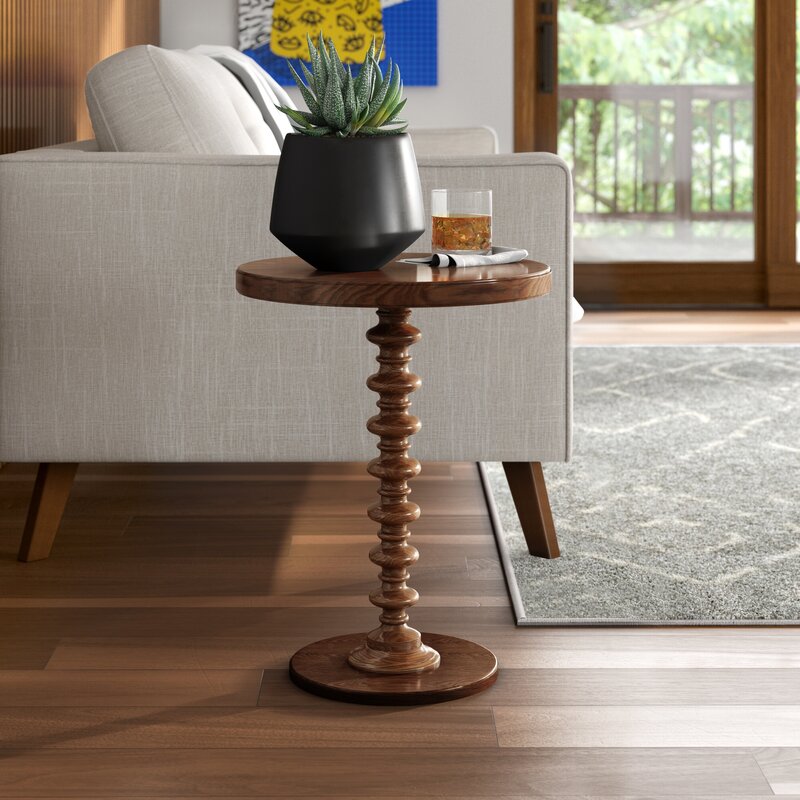 Turning Tower Wooden End Table