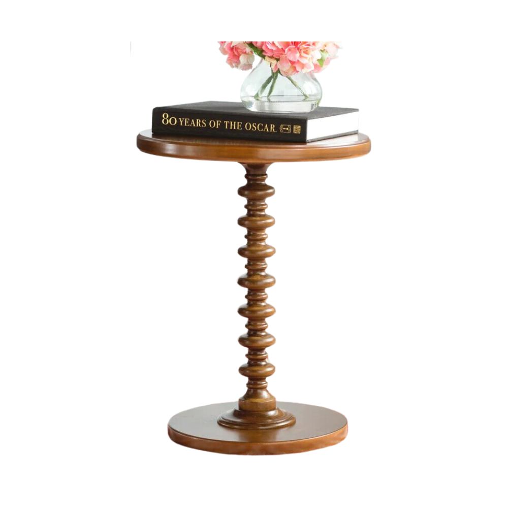 Turning Tower Wooden End Table