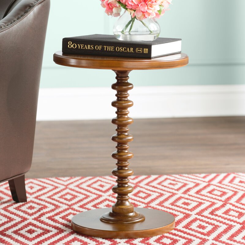 Turning Tower Wooden End Table