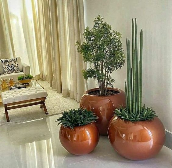 Wooden Round Planter Set