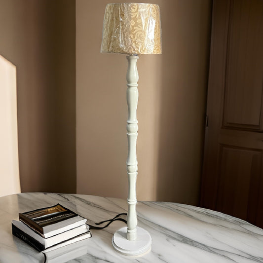 White PeaCock Wooden Floor Lamp