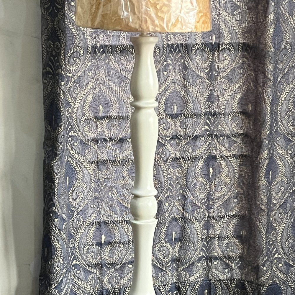 White PeaCock Wooden Floor Lamp