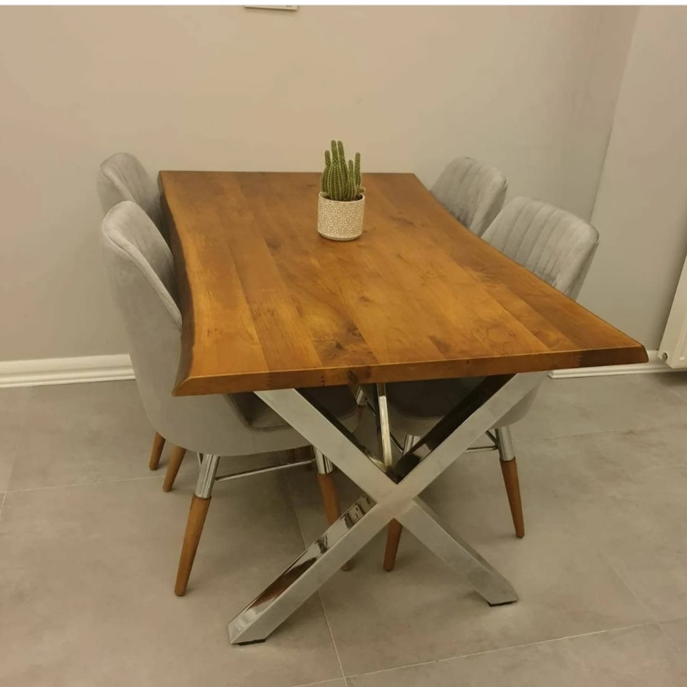 Acacia Live Edge Wooden Dinning Table for 6 Persons