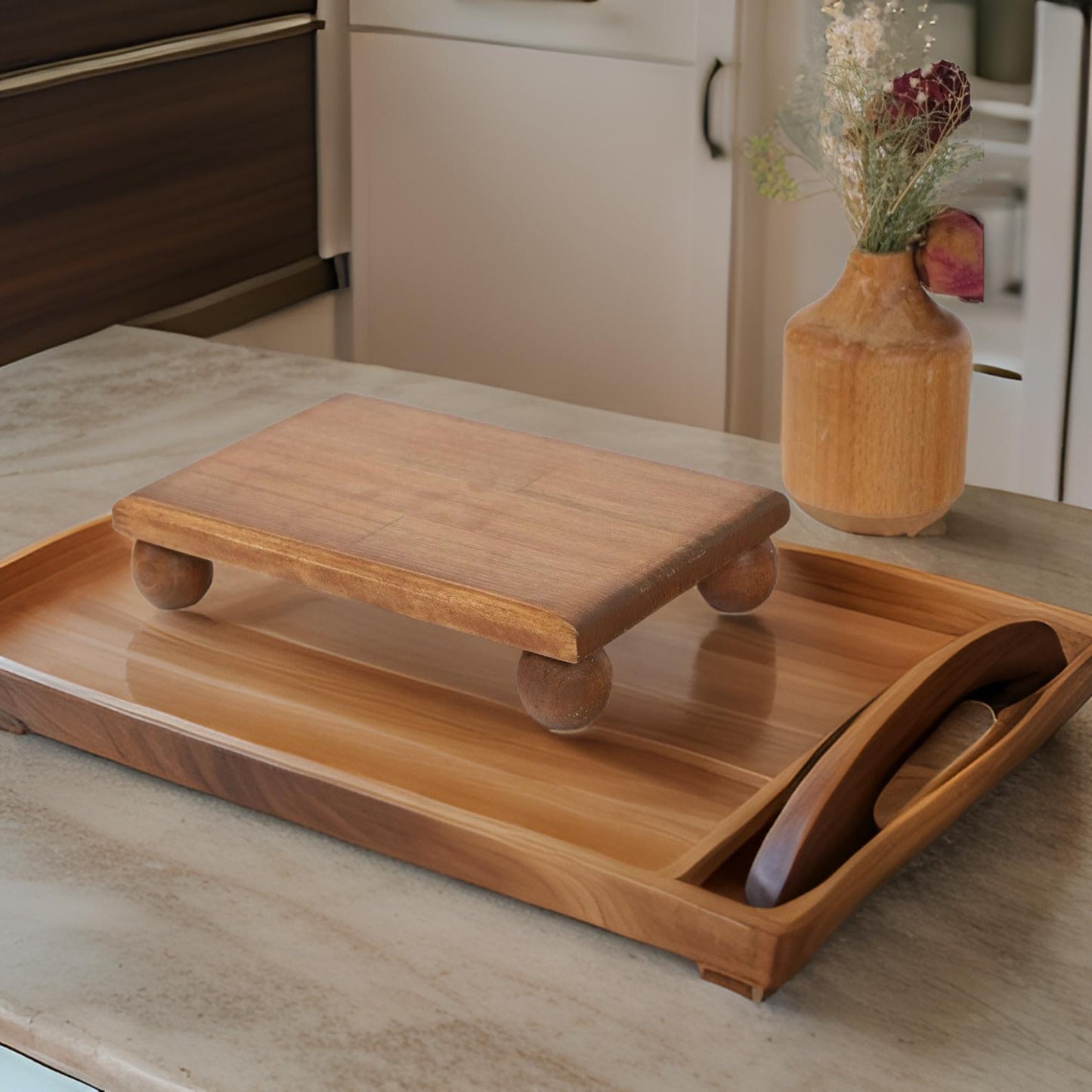 Wooden Platter With Base