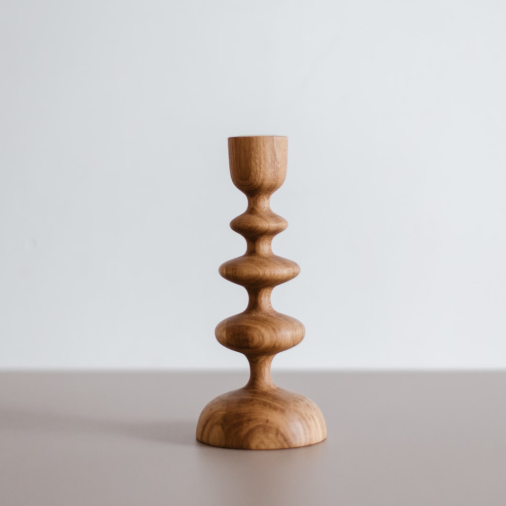 Acacia Wood Candle holder Plain Natural