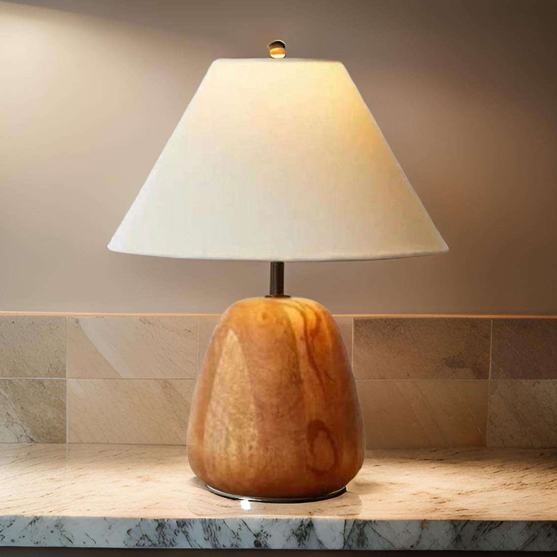 Wooden Dumbell Table Lamp