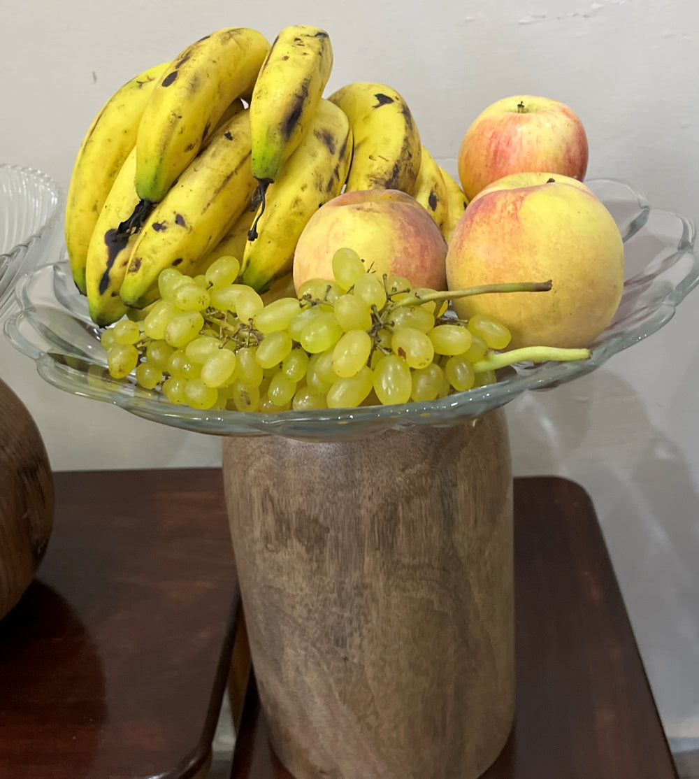 Elegant Wooden Glass Serving Bowl