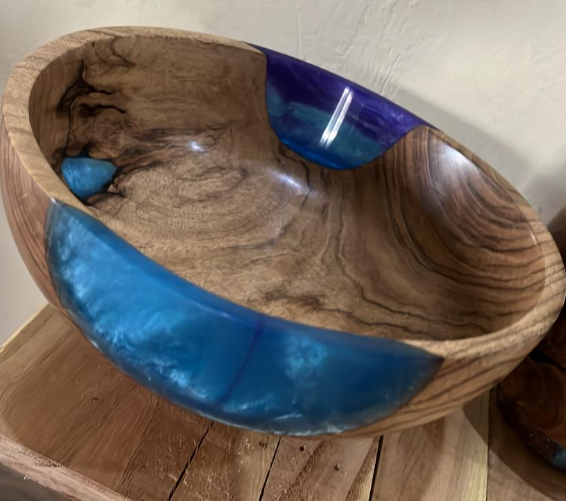 Large Wooden Epoxy Resin Bowl 12 Inch