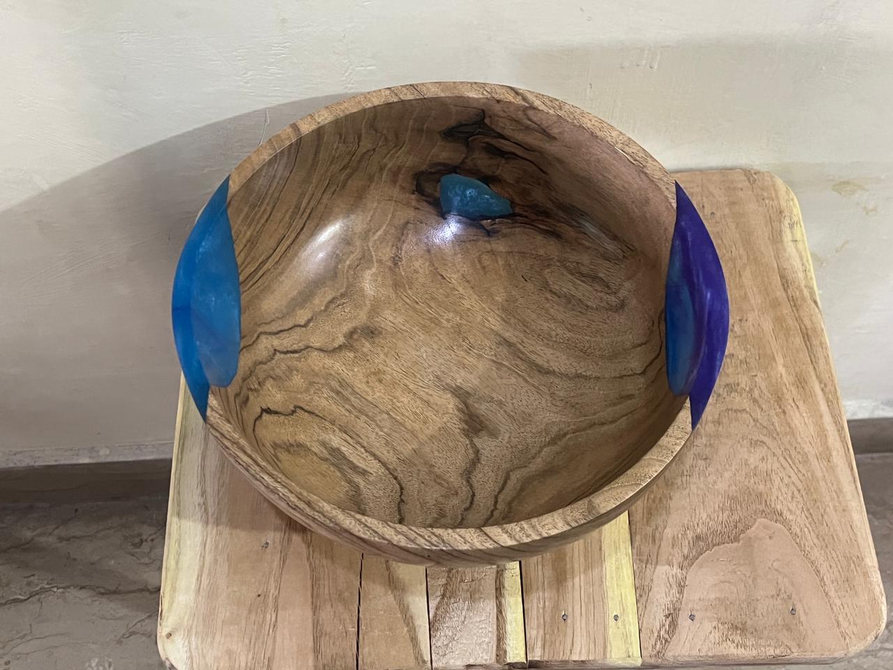 Large Wooden Epoxy Resin Bowl 12 Inch