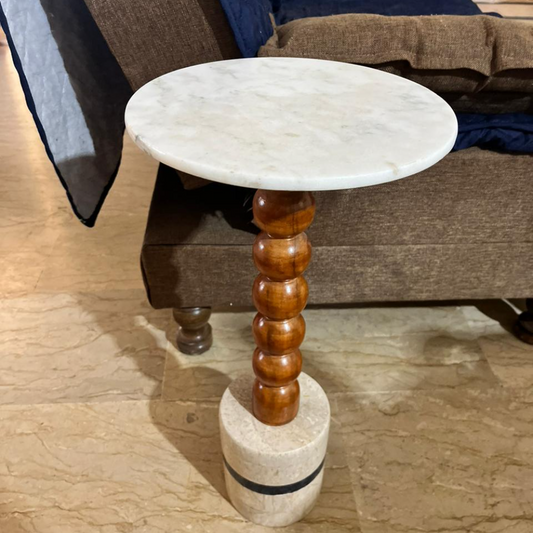 Wooden Marble Sofa Side Table